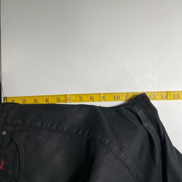 Wrangler x Fender Coated Wrock Kick Flare Jeans Womens‎ 27x28 Black High Rise - Picture 15 of 16